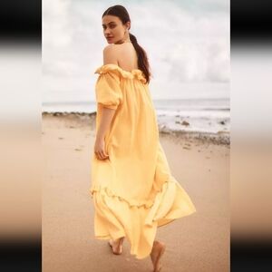 Anthropologie  off shoulder Gauzy maxi dress